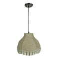 thumbnail image 1 of Aspen Creative 70301-11 One-Light Hanging Pendant Ceiling Light with Transitional Scallop Bell Fabric Lamp Shade, Off White, 17" width, 1 of 1
