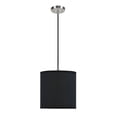 thumbnail image 1 of Aspen Creative 71009 One-Light Hanging Pendant Ceiling Light with Transitional Hardback Fabric Lamp Shade, Black, 8" width, 1 of 4