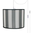 thumbnail image 1 of Aspen Creative 71091-21, One-Light Plug-In Swag Pendant Kit with Drum Lamp Shade, Hunter Green & White, 1 of 4