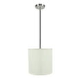 thumbnail image 1 of Aspen Creative 71222-11 One-Light Hanging Pendant Ceiling Light with Transitional Drum Fabric Lamp Shade, Off White, 8" width, 1 of 4