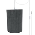 thumbnail image 1 of Aspen Creative 71259-21 One-Light Plug-In Swag Pendant Light Conversion Kit with Transitional Drum Fabric Lamp Shade, Grey & Black, 8" width, 1 of 1