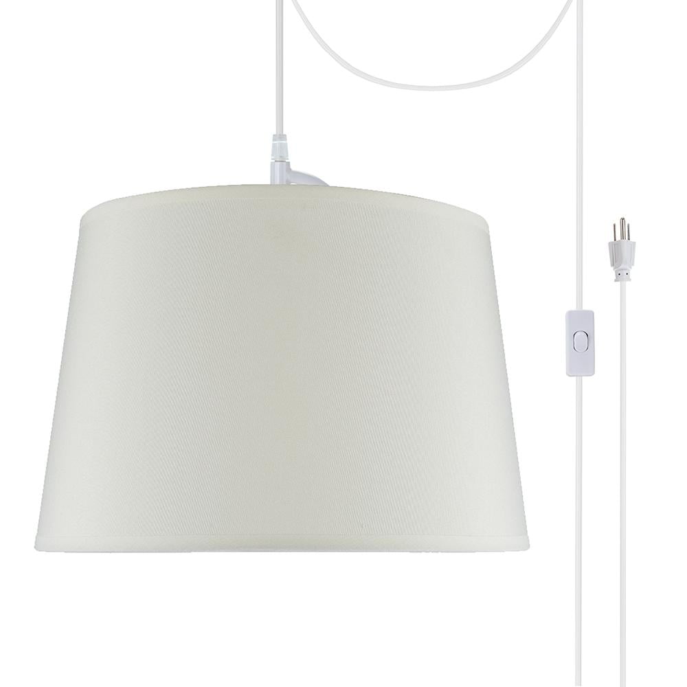 Ivory Hardback Empire Fabric Plug-In Pendant Light Kit