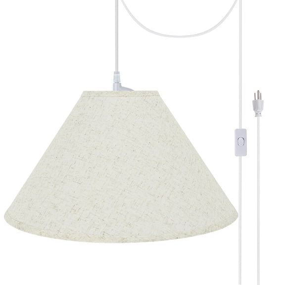 Aspen Creative 72202-21 Two-Light Plug-In Swag Pendant Kit with Empire Lamp Shade, Flaxen