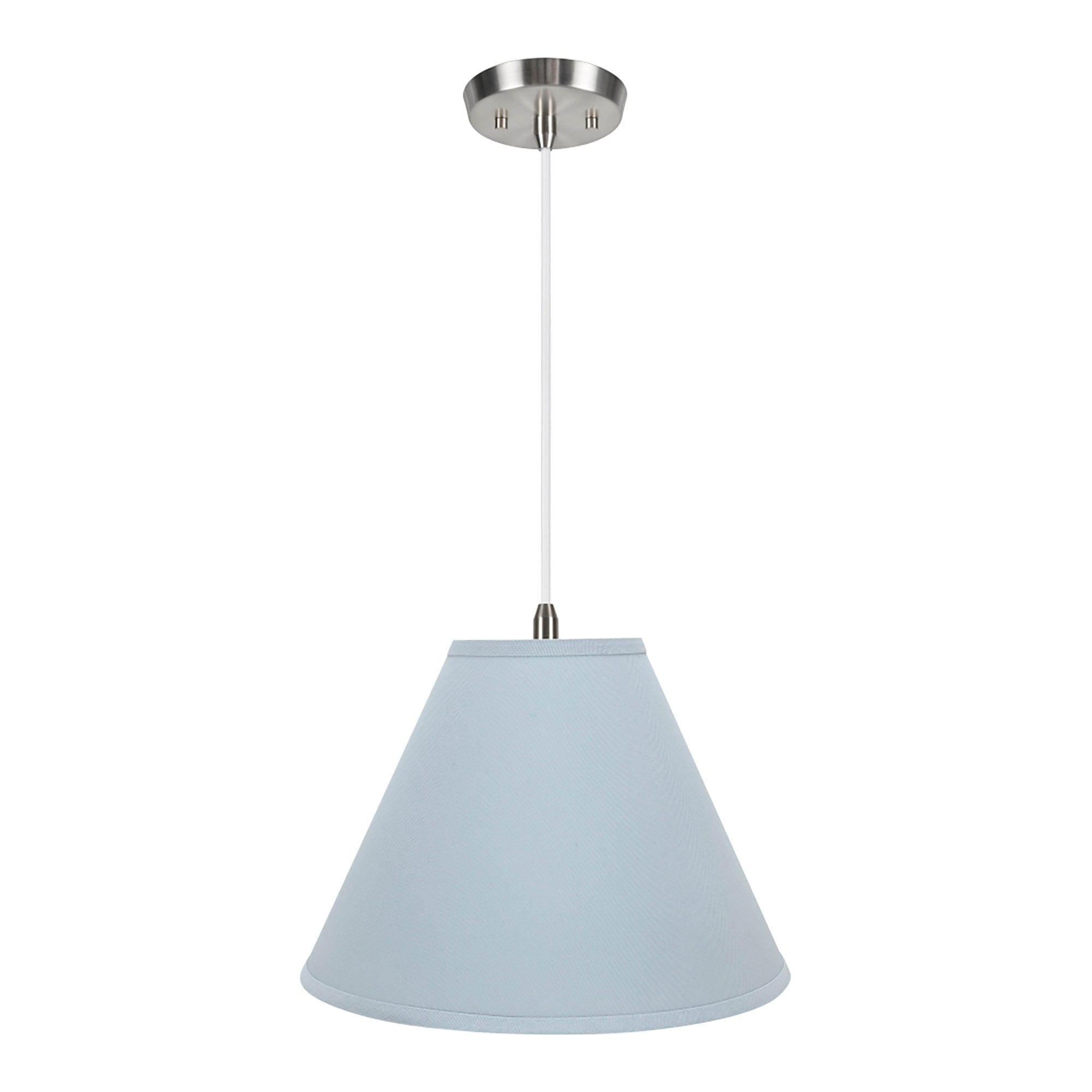16" White and Light Blue Faux Brussels Fabric LED Pendant Light