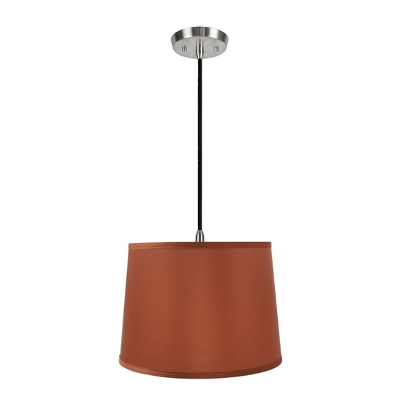 Aspen Creative 72307-11 One-Light Hanging Pendant Ceiling Light with Transitional Hardback Empire Fabric Lamp Shade, Burnt Orange, 14" width
