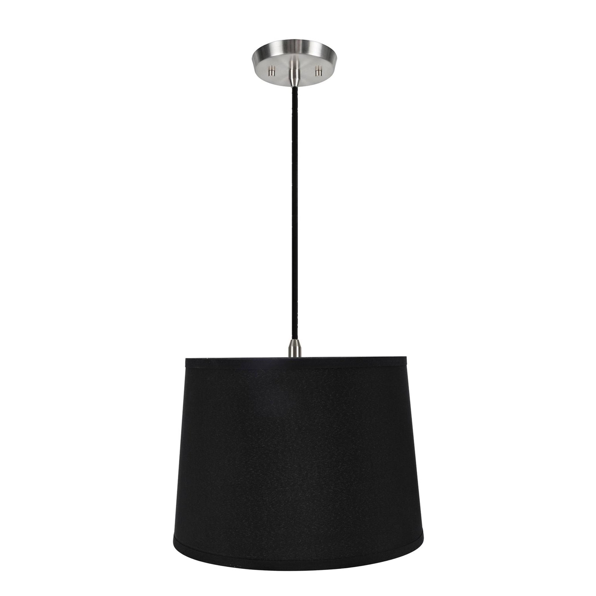 Black Faux Silk Empire Pendant Light with Satin Nickel Finish