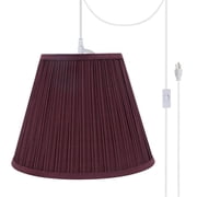 Aspen Creative 73052-21 One-Light Plug-In Swag Pendant Light Conversion Kit with Transitional Pleated Empire Fabric Lamp Shade, Burgundy, 13" width