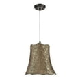thumbnail image 1 of Aspen Creative 74007 Two-Light Hanging Pendant Ceiling Light with Transitional Scallop Bell Fabric Lamp Shade, Light Gold, 16" width, 1 of 1