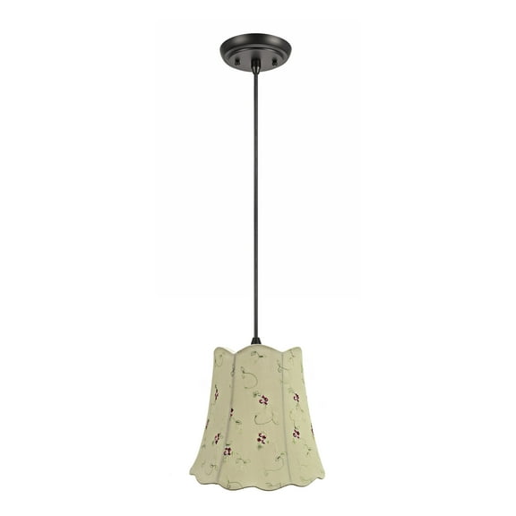 Aspen Creative 74062-11 Two-Light Hanging Pendant Ceiling Light with Transitional Scallop Bell Fabric Lamp Shade, Apricot, 16" width