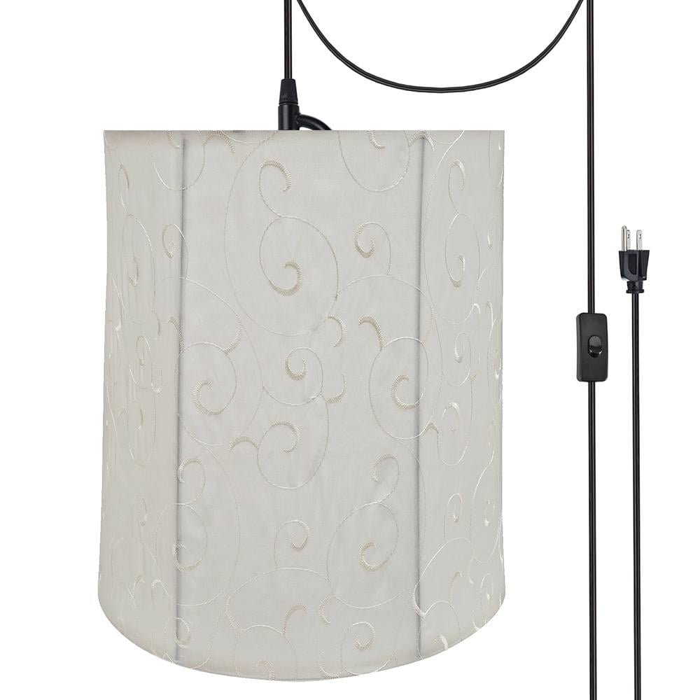 Matte Black and Beige Faux Silk Swag Pendant Light