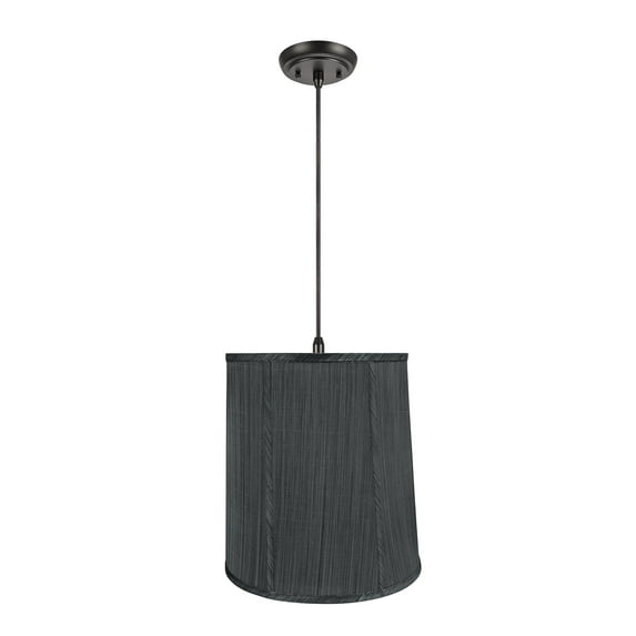 Aspen Creative 75036-11 One-Light Hanging Pendant Ceiling Light with Transitional Empire Fabric Lamp Shade, Grey & Black, 14" width