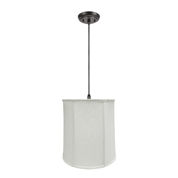 Aspen Creative 75037-11 One-Light Hanging Pendant Ceiling Light with Transitional Empire Fabric Lamp Shade, Off White, 14" width
