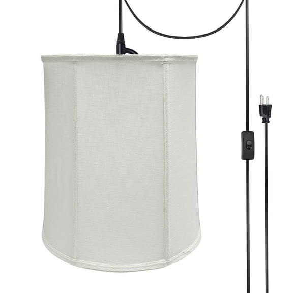 Aspen Creative 75037-21 One-Light Plug-In Swag Pendant Light Conversion Kit with Transitional Empire Fabric Lamp Shade, Off White, 14" width