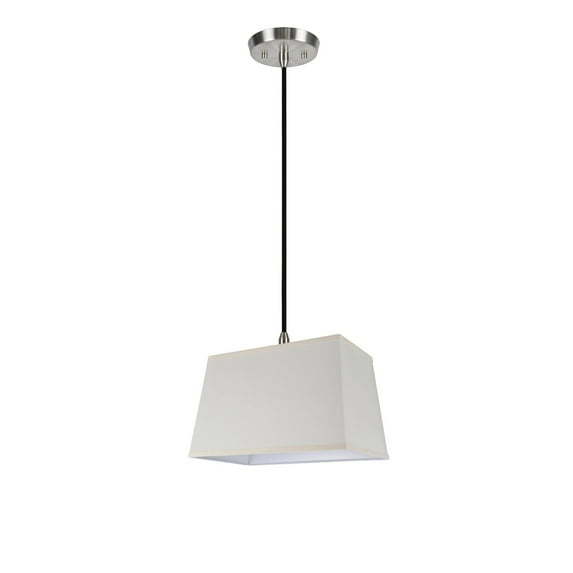 Aspen Creative 76021 One-Light Hanging Pendant Ceiling Light with Transitional Rectangular Hardback Fabric Lamp Shade, Off White, 16" width