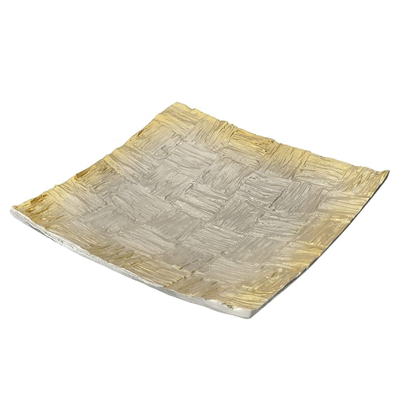 Aspen Creative 80002-11, Square Large Tray, Hand Made Cast Aluminum Serving Platter For Home Decor, Party, Food, Candy, Fruit, Gold Finish, 11-3/4" L x 11-3/4" W x 2-1/4" H
