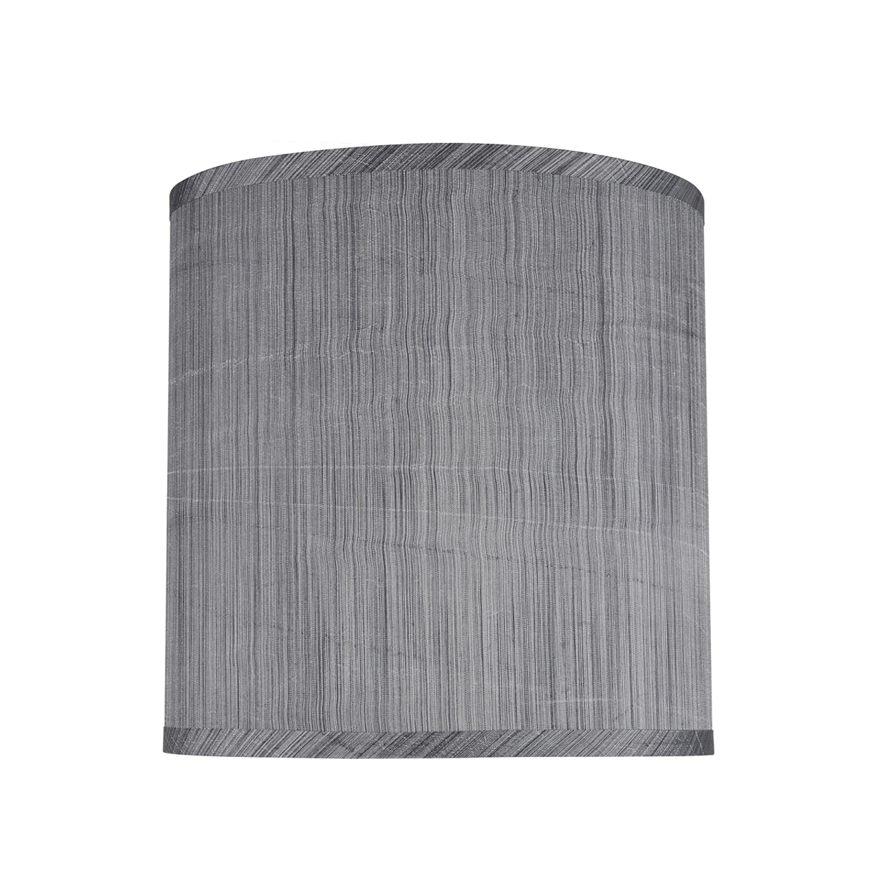 Gray and Black Striped Synthetic Fabric Drum Lamp Shade
