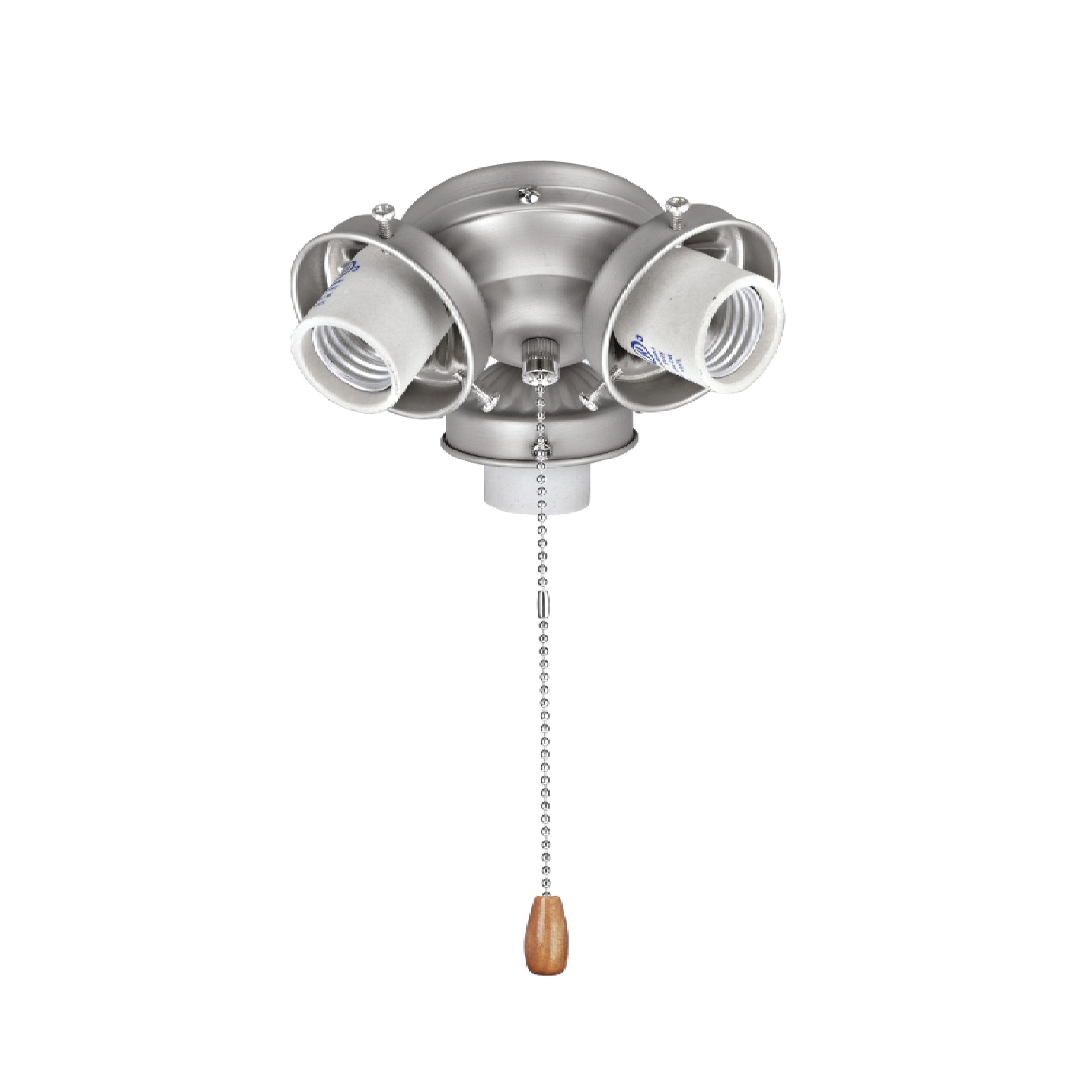 Brushed Nickel 3-Light Ceiling Fan Kit with Frosted Glass Shades