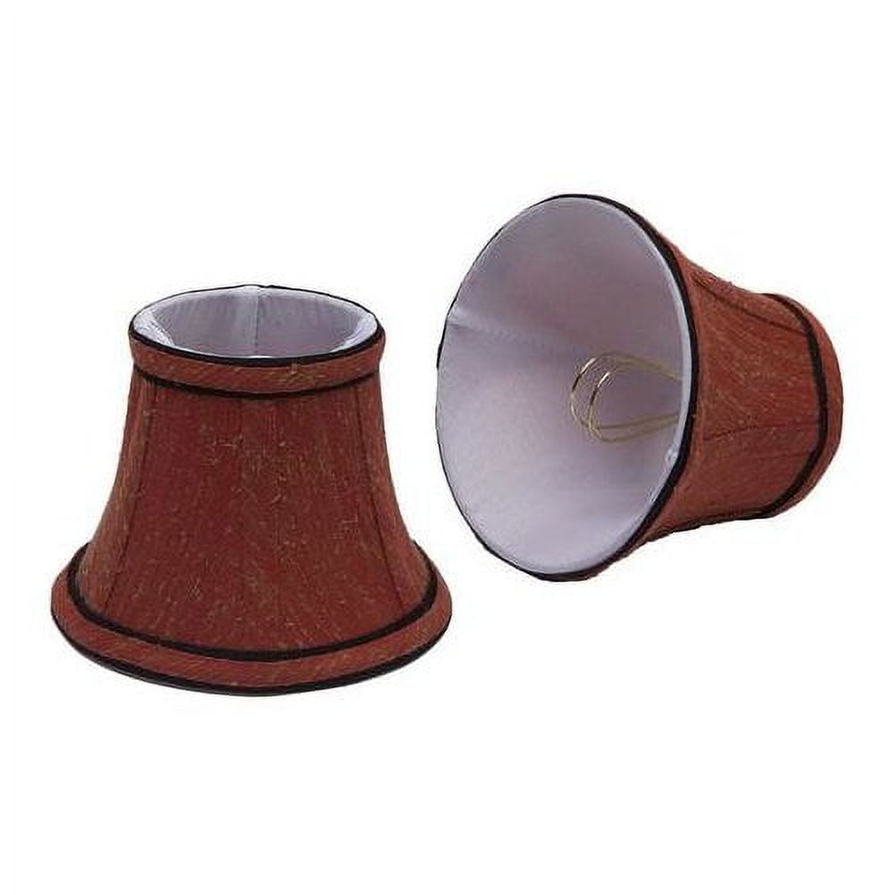 Rust Sateen Textured Fabric Bell Clip-On Chandelier Shade Set