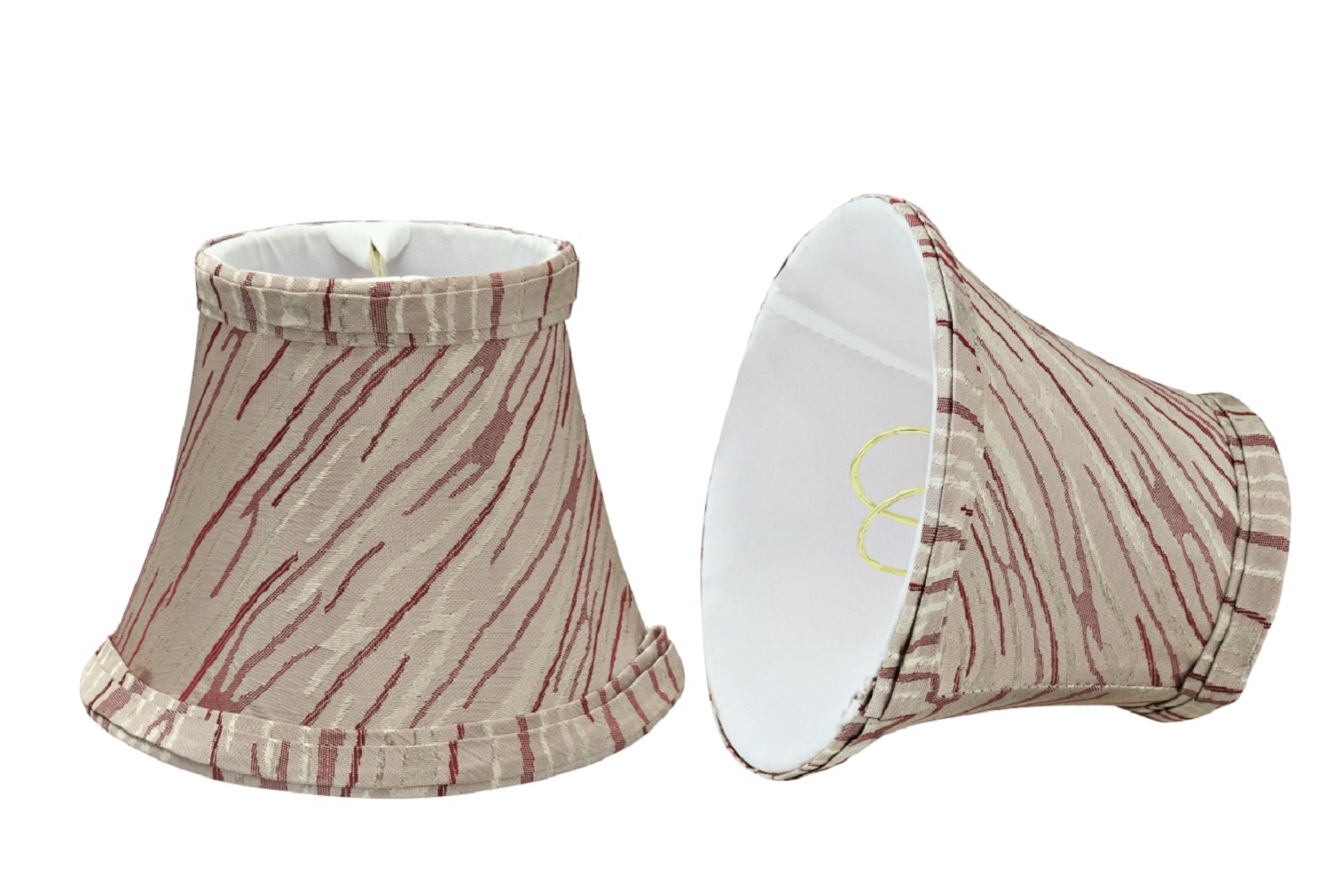 Set of 2 Beige and Red Textured Fabric Bell Lamp Shades