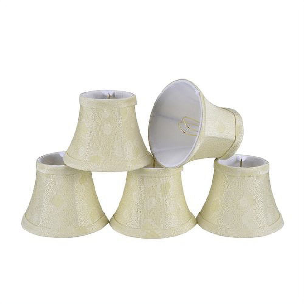 Butter Creme Jacquard Fabric Bell Lamp Shade Set of 5