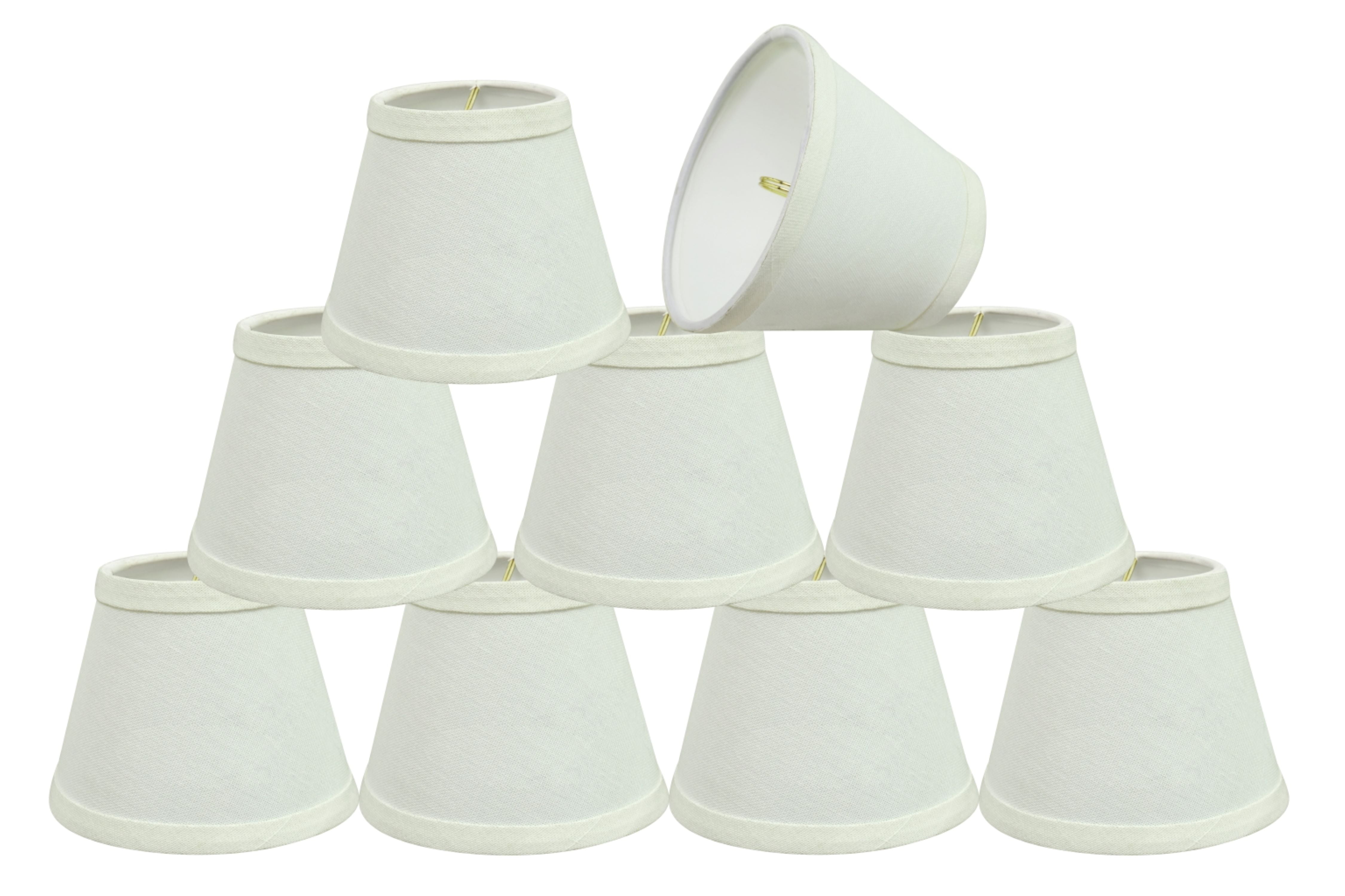 White Linen Empire Clip-On Chandelier Lamp Shades, Set of 9