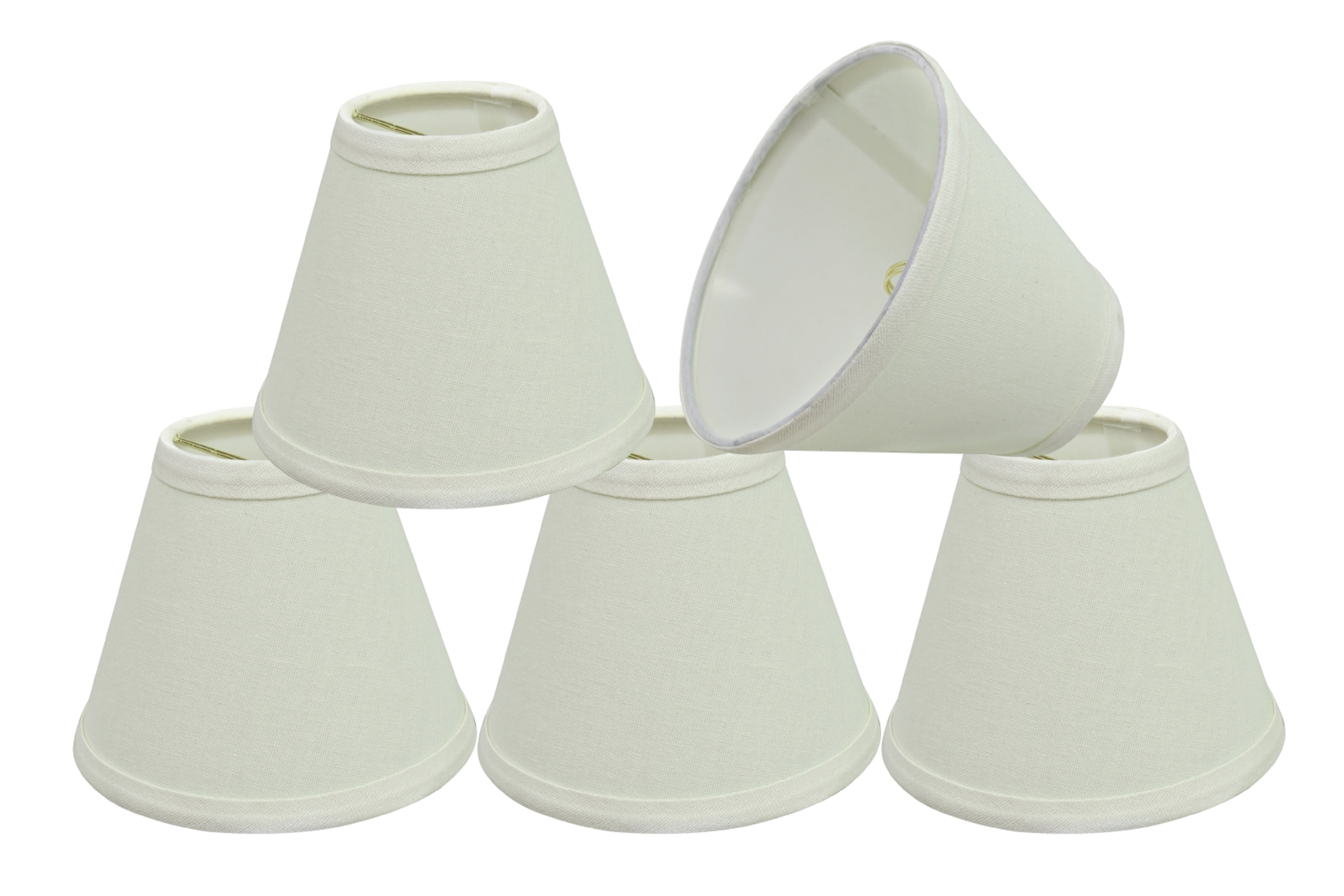 Set of 5 White Linen Empire Chandelier Lamp Shades