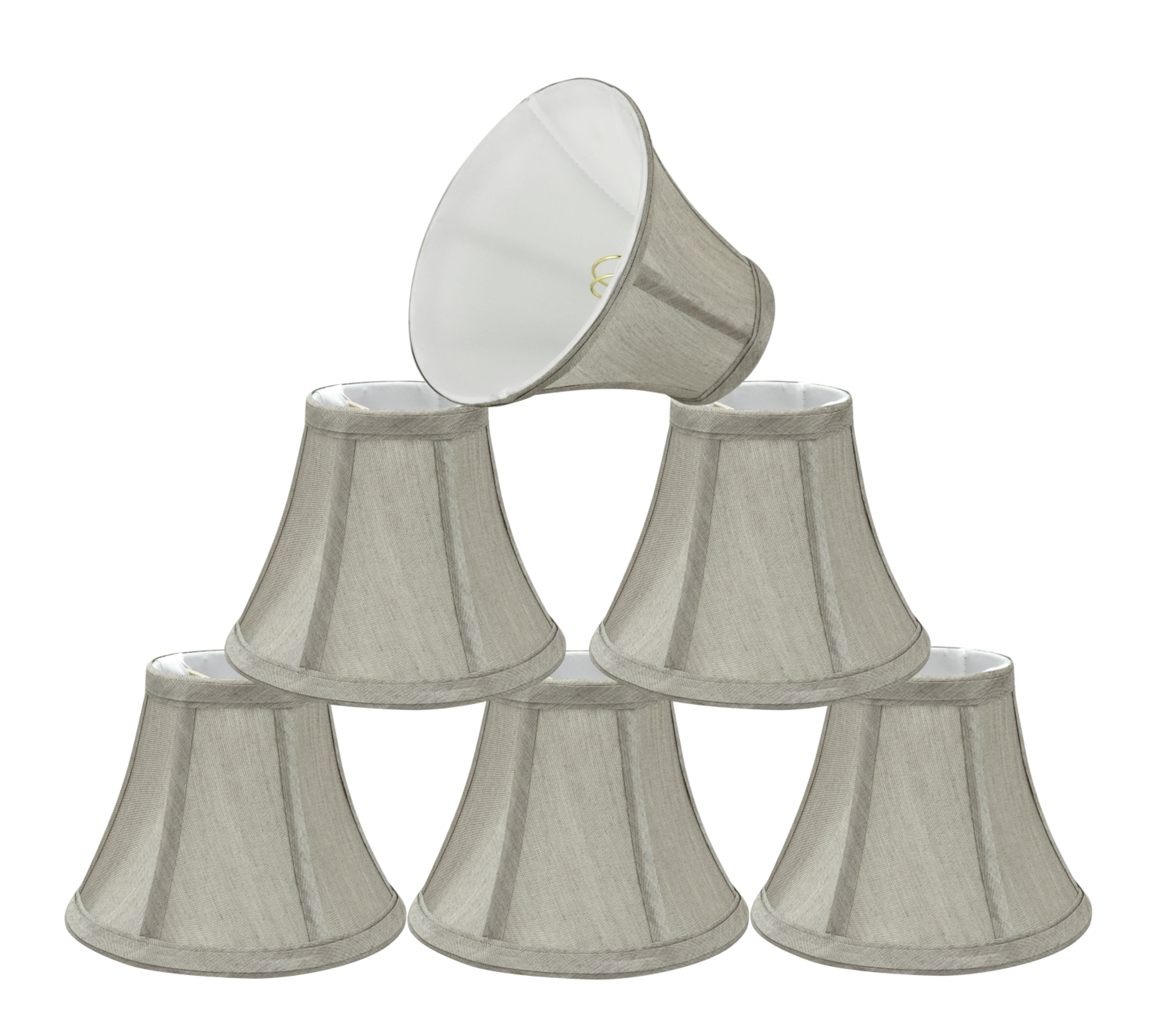 Set of 6 Gray Faux Silk Bell Chandelier Lamp Shades