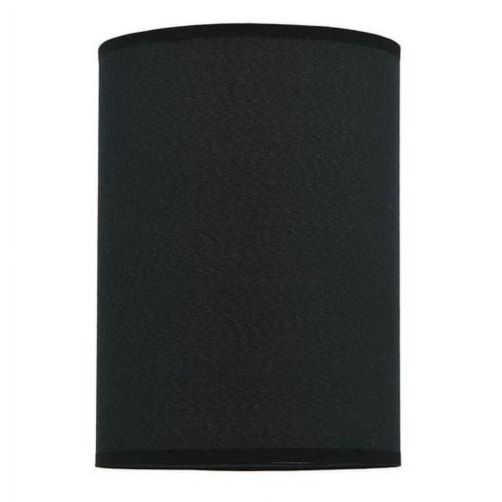 Black Tetoron Rayon Fabric Drum Lamp Shade, 8" x 11"