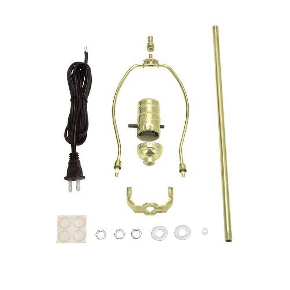 Brass Bottle Lamp Kit with Brown Cord