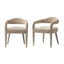 Aspen Dining Armchairs in Gold Dust with Solid Wood Frame - Set of 2