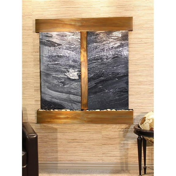 Aspen Falls Square Rustic Copper Black Spider Marble Wall Fountain