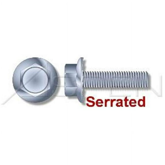 Aspen Fasteners AMBO044-832X12-024000 No.8-32 x 0.5 in. Hex Washer Head Full Threaded Flange Screws, Serrated - Steel - Zinc Plated - 24000 Piece