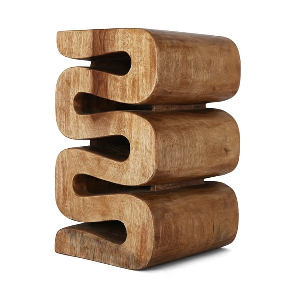 Rutledge & King Suar Wood Hand Carved End Table - Aspen