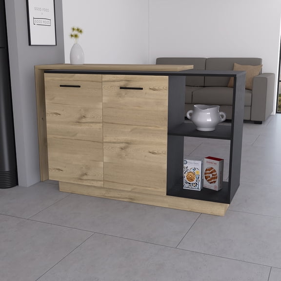 Aspen Kitchen Island, Two Concealed Shelves , Three Divisions