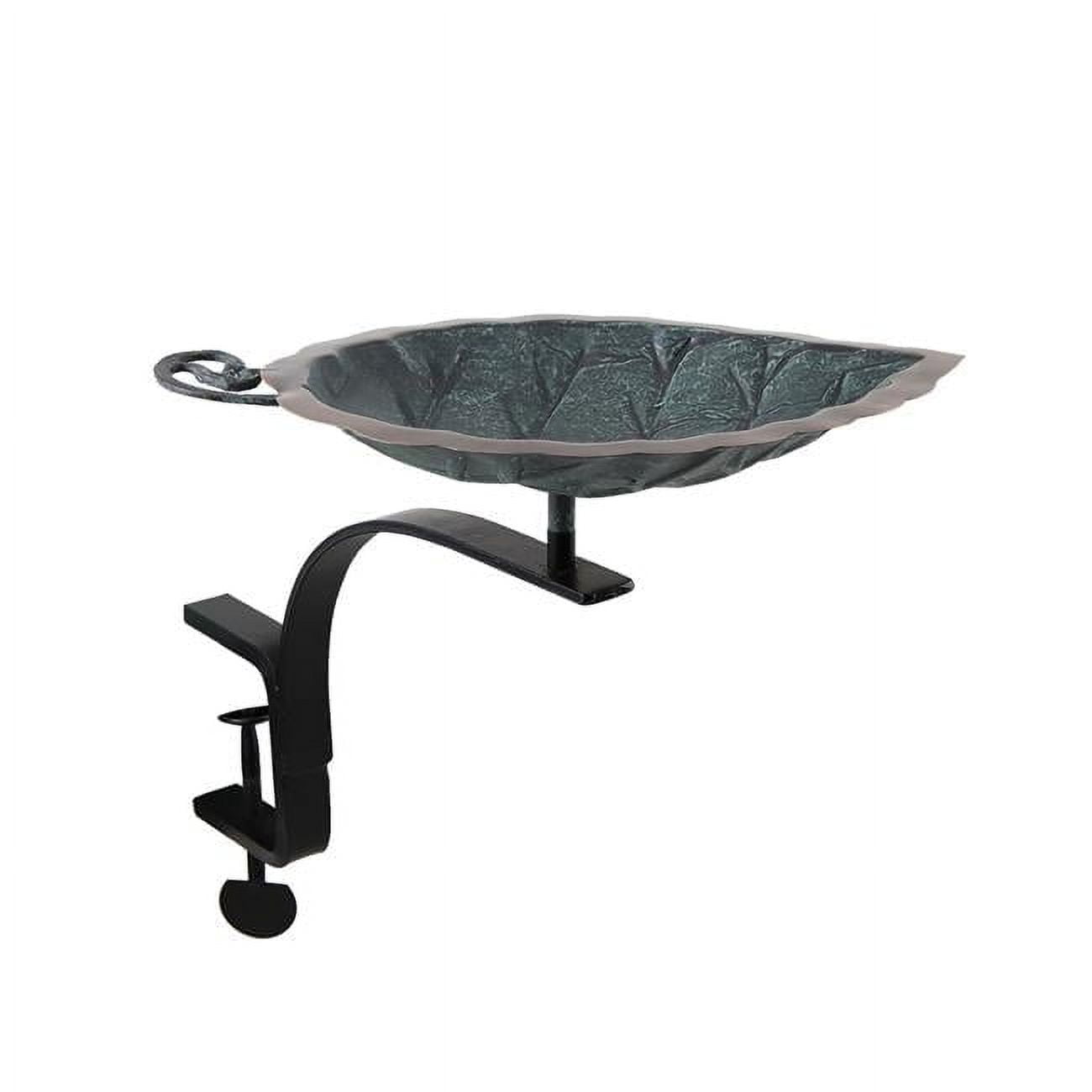 Antique Copper Aspen Leaf Rail-Mounted Birdbath