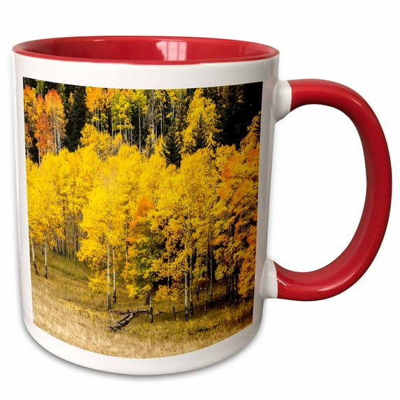 3drose, Aspen Leaves Turning Near the Colorado River, Colorado, Usa, 15oz Two-tone Red Mug