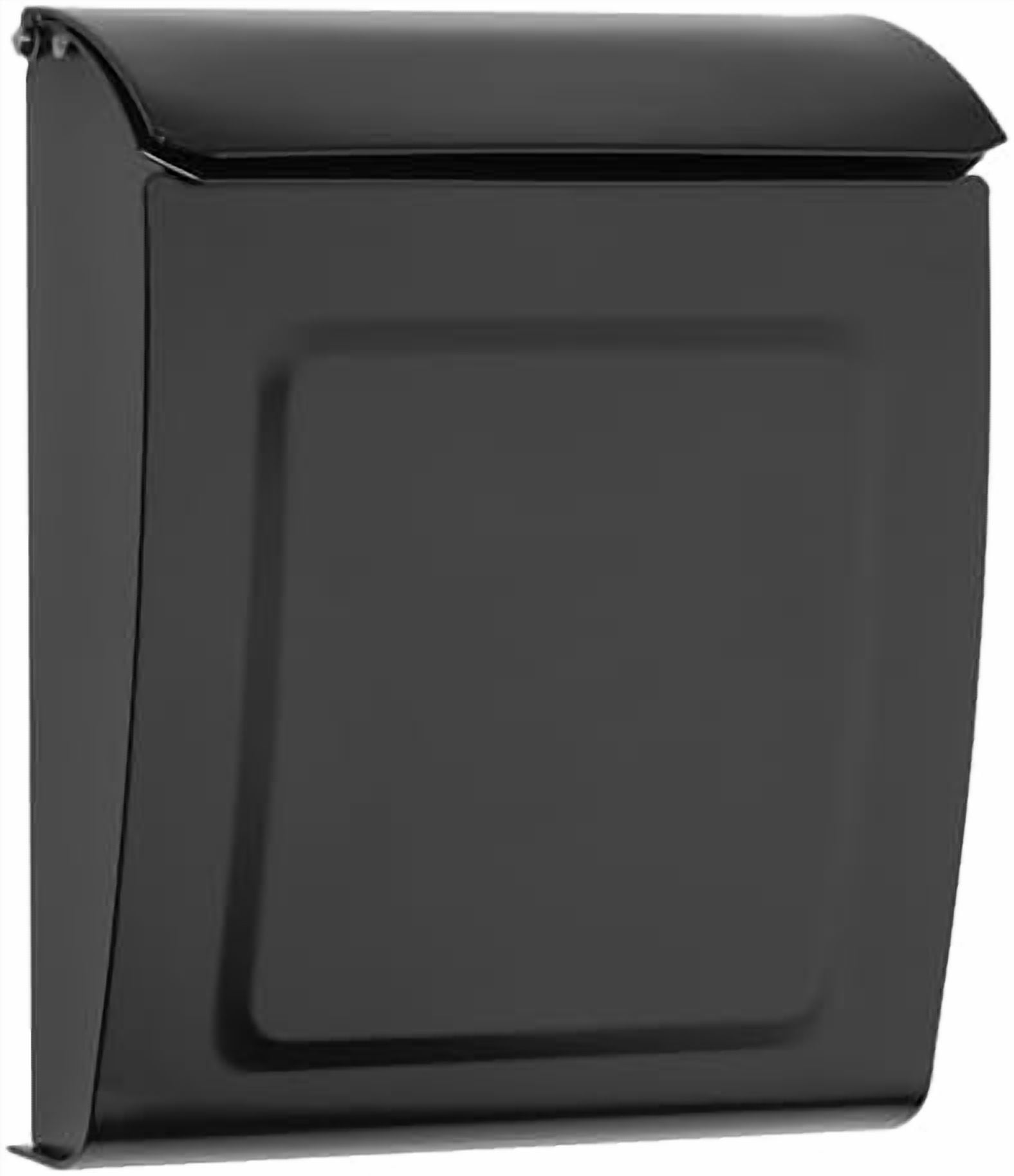 Aspen™ Locking, Vertical Wall-Mounted Mailbox for Outside, Modern Metal Galvanized Steel Small Mail Box with Lock and Key Drop Box, Black