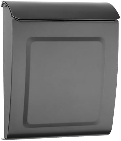 Aspen™ Locking, Vertical Wall-Mounted Mailbox for Outside, Modern Metal Galvanized Steel Small Mail Box with Lock and Key Drop Box, Graphite