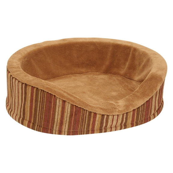 Aspen Pet Antimicrobial Deluxe Dog Bed, Gray Blue Stripe, 18" Oval