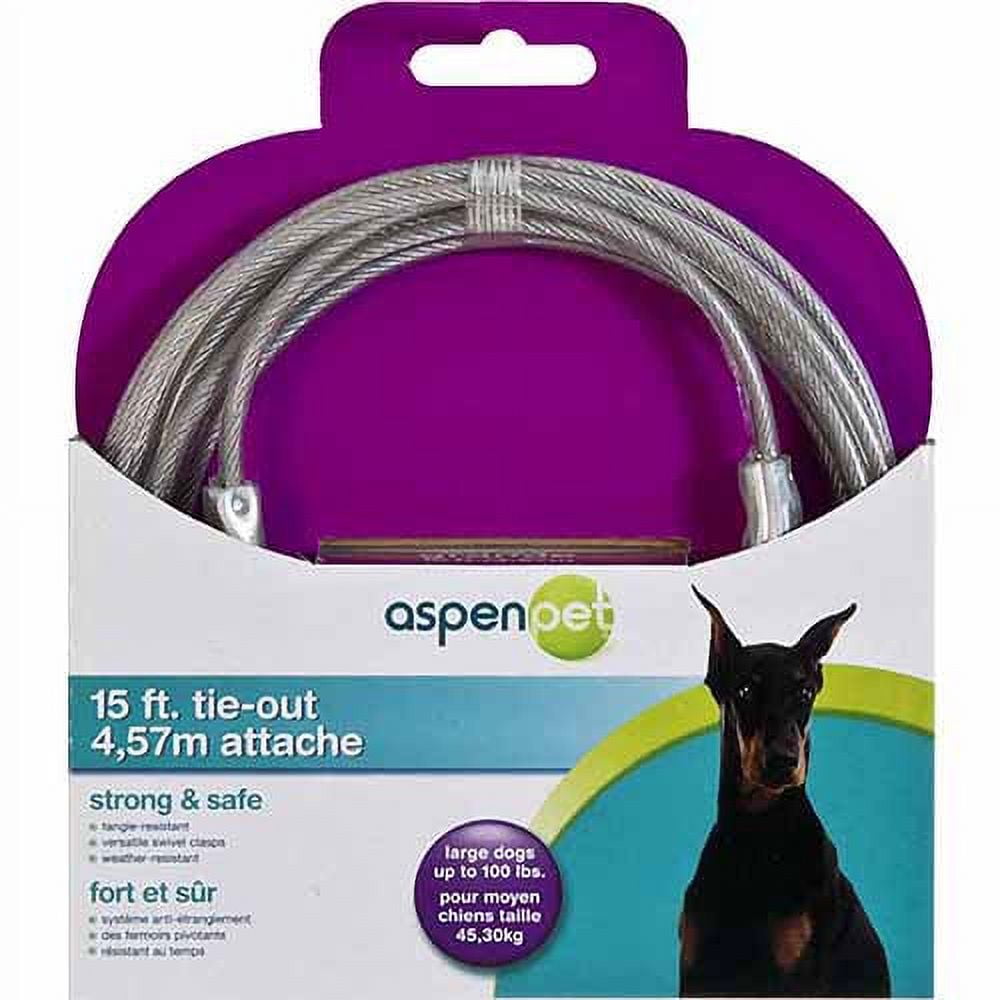 Aspen Pet Heavy Duty TieOut Cable for Dogs, 15 ft.