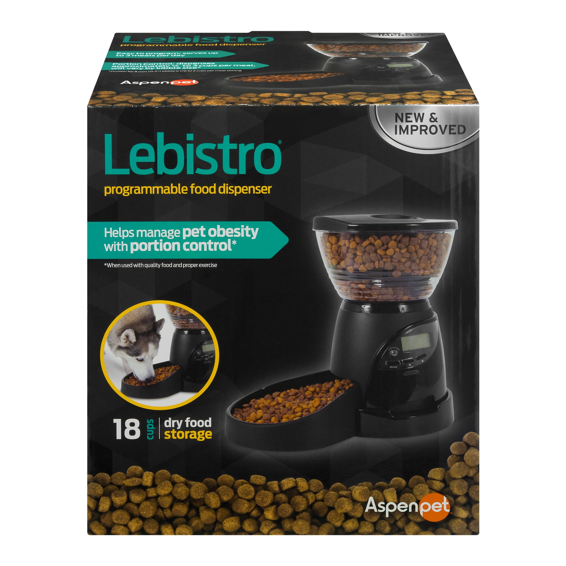 Aspen Pet Lebistro Programmable Food Dispenser 18 Cup/5 Lb