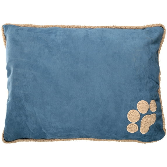 Aspen Pet Shearling Pillow Dog Bed, Denim Blue, 27"L x 36"W