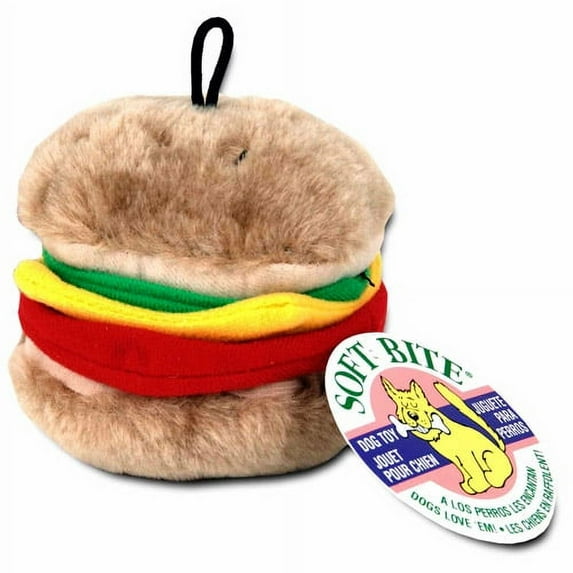 Aspen Pet Soft Bite Hamburger Dog Toy, Medium