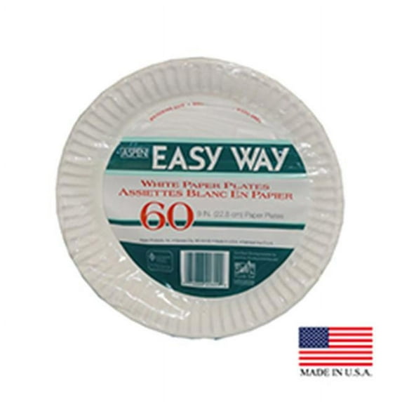 Aspen Products 20609 PE 9 in. White Uncoated Paper Plate - Case of 1200
