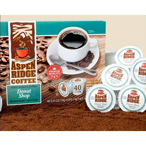 Aspen Ridge Coffee K Cups - Donut Shop Single Serve Coffee Medium Roast, Extra Bold - 40 Count