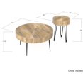 thumbnail image 1 of Aspen Round Coffee Table Set of 2 – Nesting Solid Wood Tables with Metal  | Natural  with Ring Pattern Top | Accent Tables for Living Room, Boho, Modern or Farmhouse Decor, 1 of 7