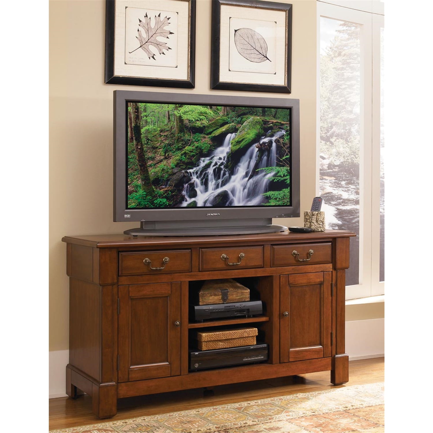 Aspen Rustic Cherry TV Credenza - Walmart.com