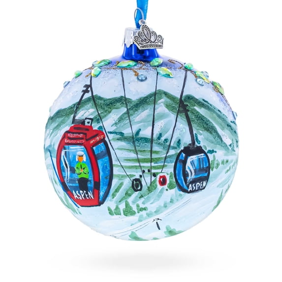 Aspen Snowmass Ski Resort, Colorado, USA Glass Ball Christmas Ornament 4 Inches