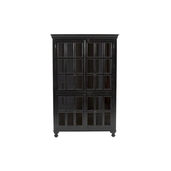 Aspen Solid Wood Cabinet with Glass Doors in Light Brown