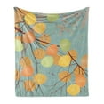 thumbnail image 1 of Aspen Tree Soft Flannel Fleece Throw Blanket, Branches with Autumn Leaves Seasonal Inspirations Pastel Kids Fall Background, Cozy Plush for Indoor and Outdoor Use, 50" x 60", Multicolor, by Ambesonne, 1 of 5